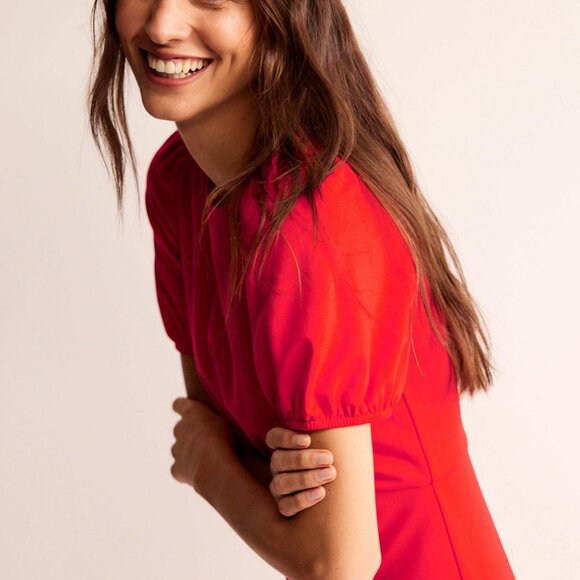 Boden Bright Orange Midi Dress - Picture 4 of 8